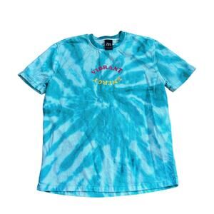 ZARA Vibrant Energy Oversized Tee Blue Tie Dye 100% Cotton Men's S